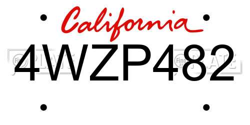 4WZP482 California License Plate