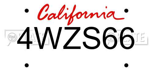 4WZS66 California License Plate
