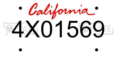 4X01569 California License Plate