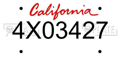 4X03427 California License Plate