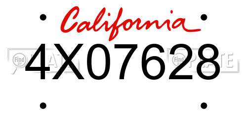 4X07628 California License Plate