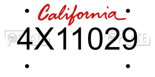 4X11029 California License Plate