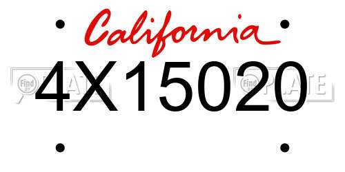 4X15020 California License Plate