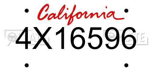 4X16596 California License Plate