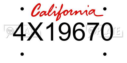 4X19670 California License Plate