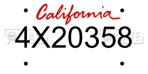 4X20358 California License Plate
