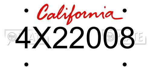 4X22008 California License Plate