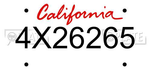 4X26265 California License Plate