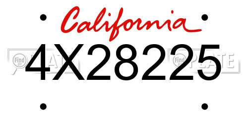 4X28225 California License Plate