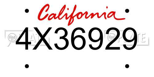 4X36929 California License Plate