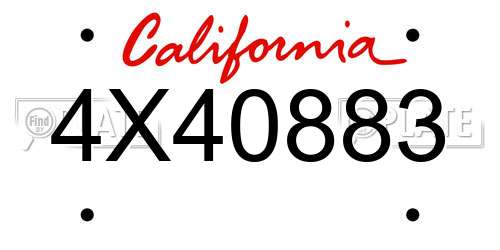 4X40883 California License Plate