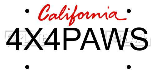 4X4PAWS California License Plate