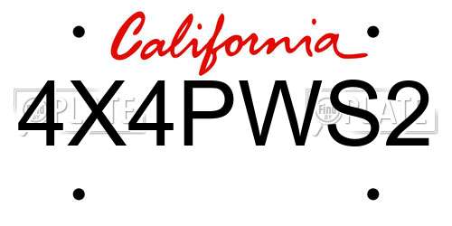 4X4PWS2 California License Plate