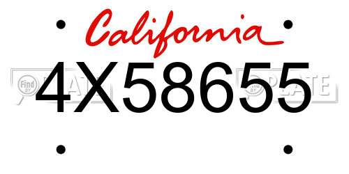 4X58655 California License Plate