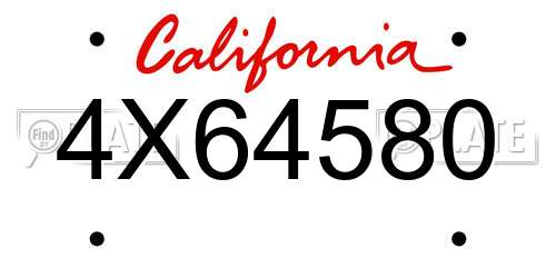 4X64580 California License Plate