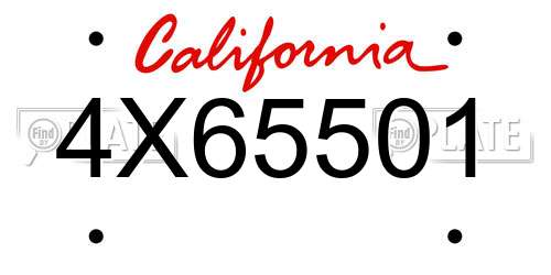 4X65501 California License Plate