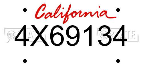 4X69134 California License Plate