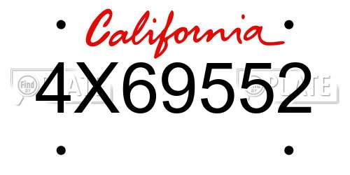 4X69552 California License Plate