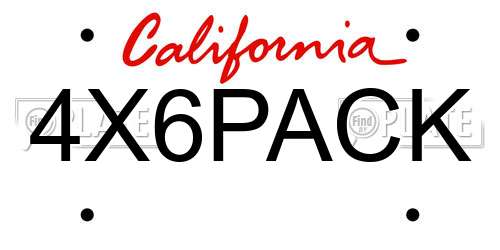 4X6PACK California License Plate