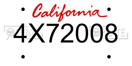 4X72008 California License Plate
