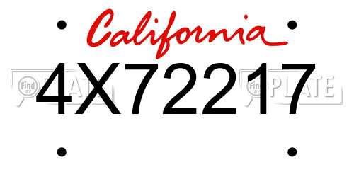 4X72217 California License Plate