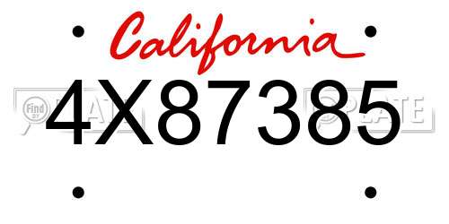 4X87385 California License Plate