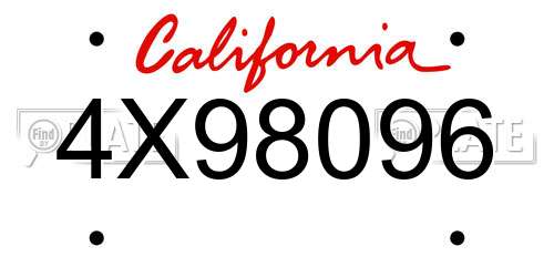 4X98096 California License Plate