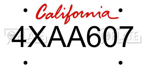 4XAA607 California License Plate