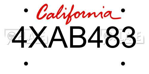 4XAB483 California License Plate