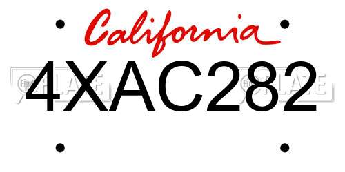 4XAC282 California License Plate