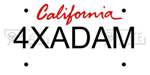 4XADAM California License Plate