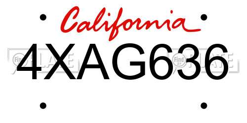 4XAG636 California License Plate