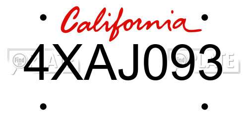 4XAJ093 California License Plate