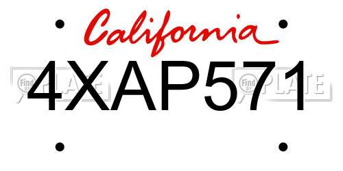 4XAP571 California License Plate