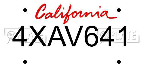4XAV641 California License Plate
