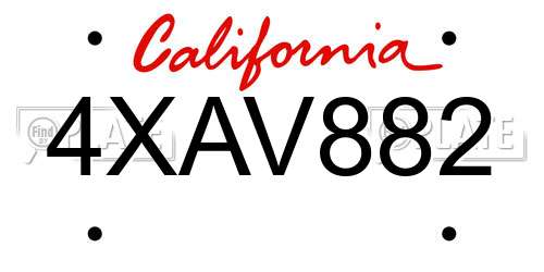 4XAV882 California License Plate