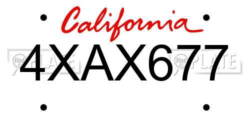 4XAX677 California License Plate