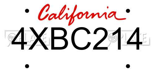4XBC214 California License Plate