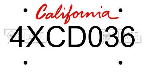4XCD036 California License Plate