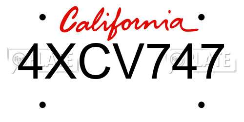 4XCV747 California License Plate