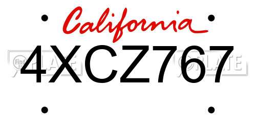 4XCZ767 California License Plate