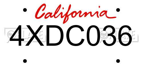 4XDC036 California License Plate
