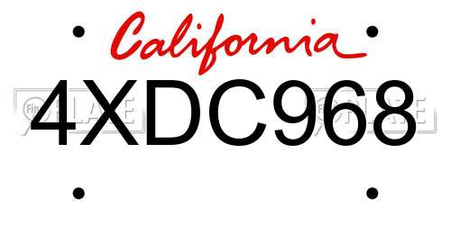 4XDC968 California License Plate