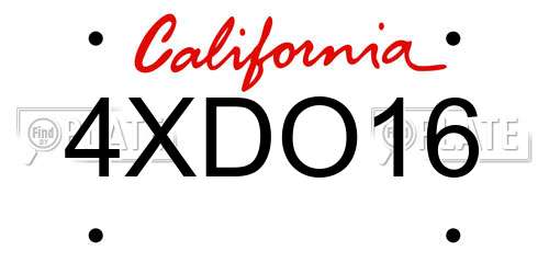 4XDO16 California License Plate