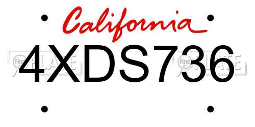 4XDS736 California License Plate