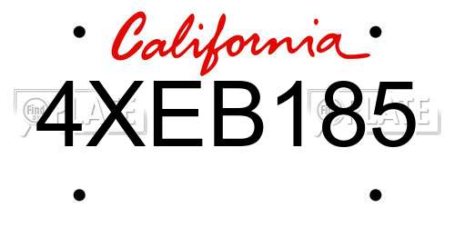 4XEB185 California License Plate
