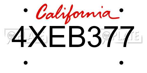 4XEB377 California License Plate