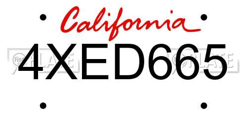 4XED665 California License Plate