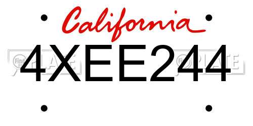 4XEE244 California License Plate