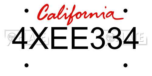 4XEE334 California License Plate